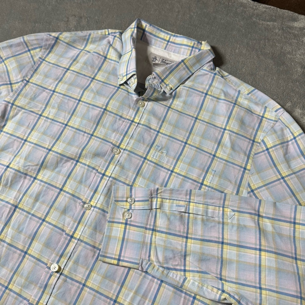 Penguin by Munsingwear Men's XXL Multicolor Plaid  Button‎ Down Shirt  EUC.